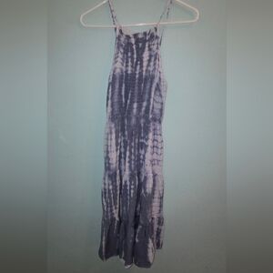 Chic Tie-Dye Midi Dress in Blue
